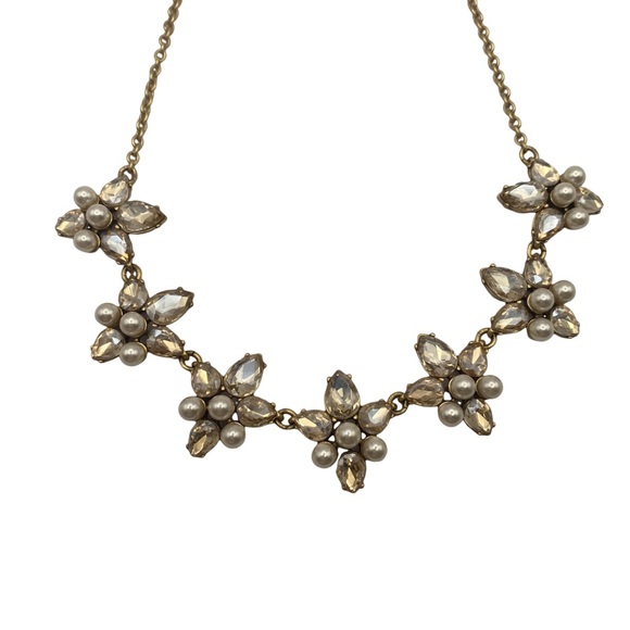 J. Crew Crystal Flower Necklace - Picture 1 of 5